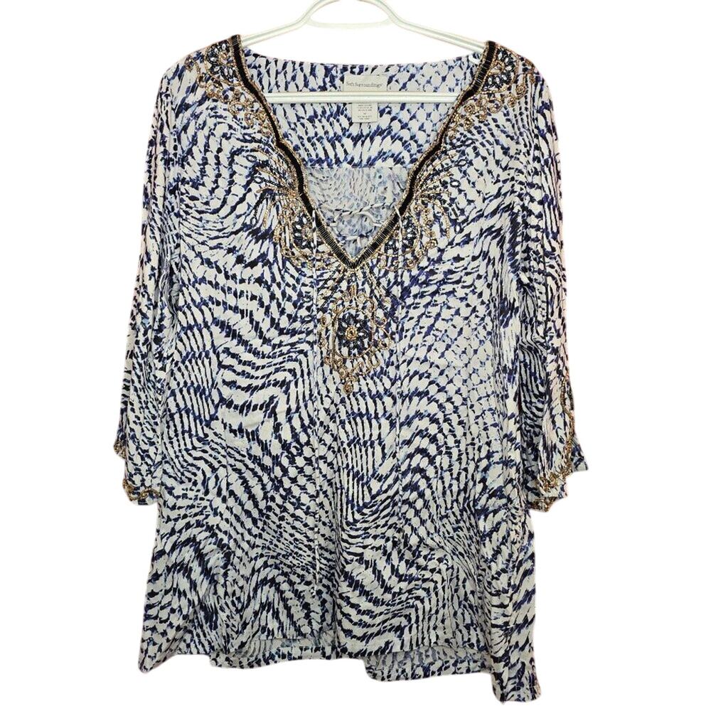 Soft Surroundings South Beach Patterned Tunic Top Beachy Medium